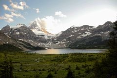 18 Mount Magog, Mount Assiniboine, Mount Strom and Wedgewood Peak At Sunset From Lake Magog.jpg